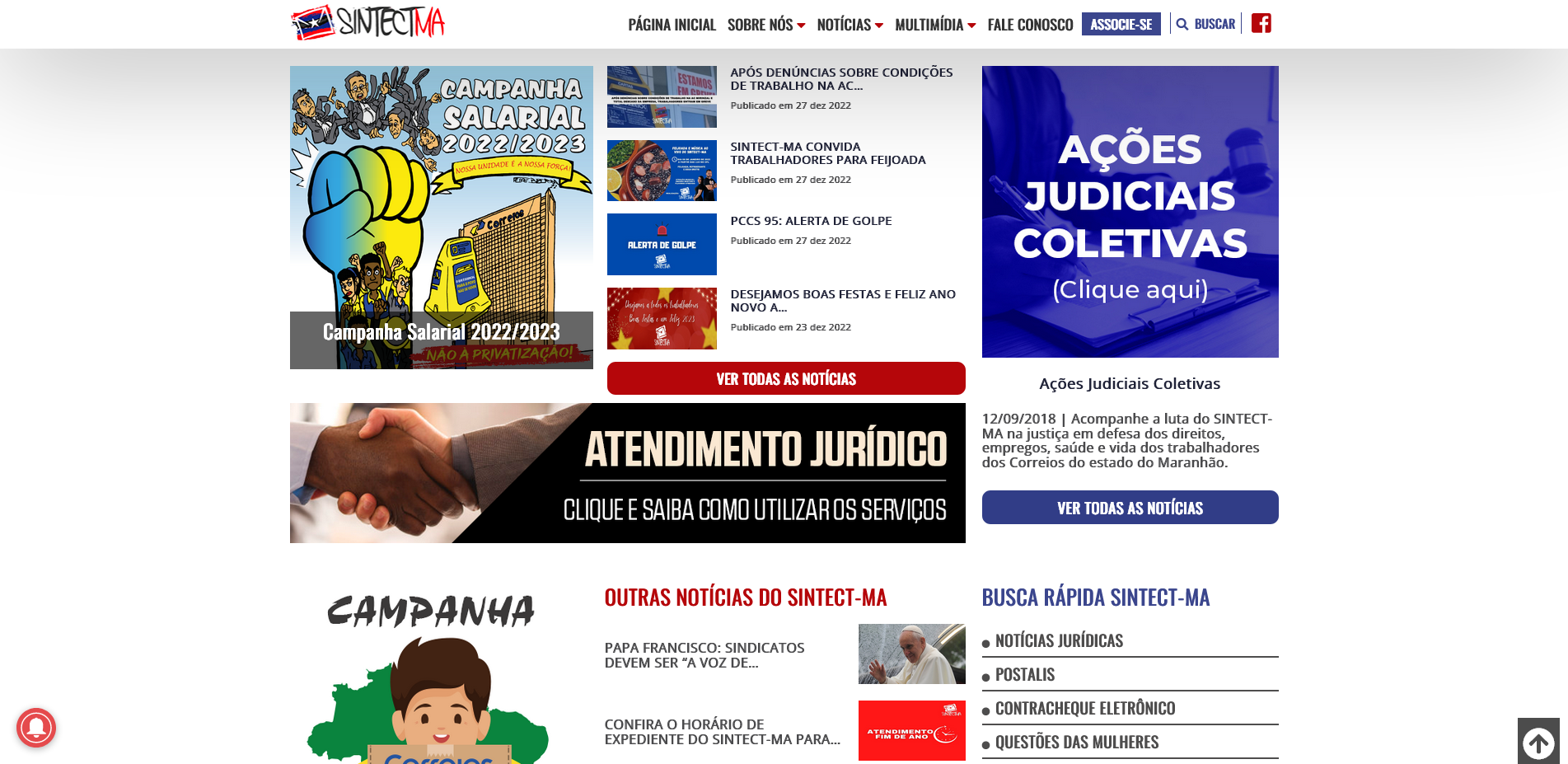 Imagem do site Sintect-MA